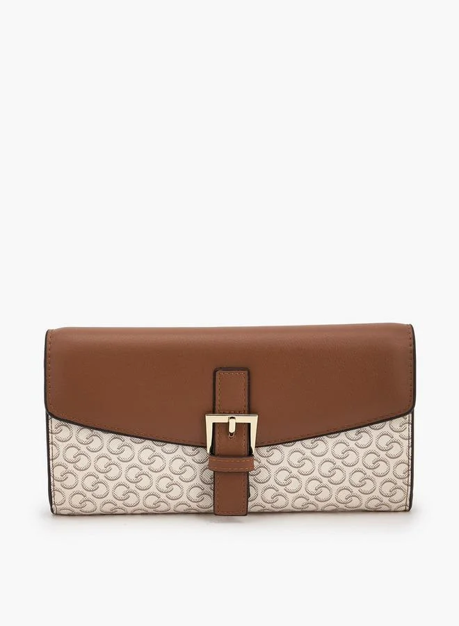 سيليست Monogram Print Wallet with Button Closure